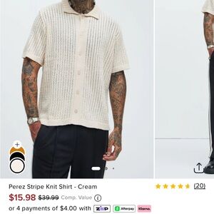 Fashion Nova Cream Knit Shirt for Men